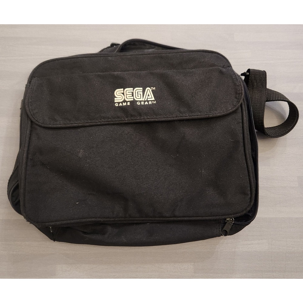 Vintage Sega Game Gear Carrying Case Bag Black Canvas Shoulder Strap Storage